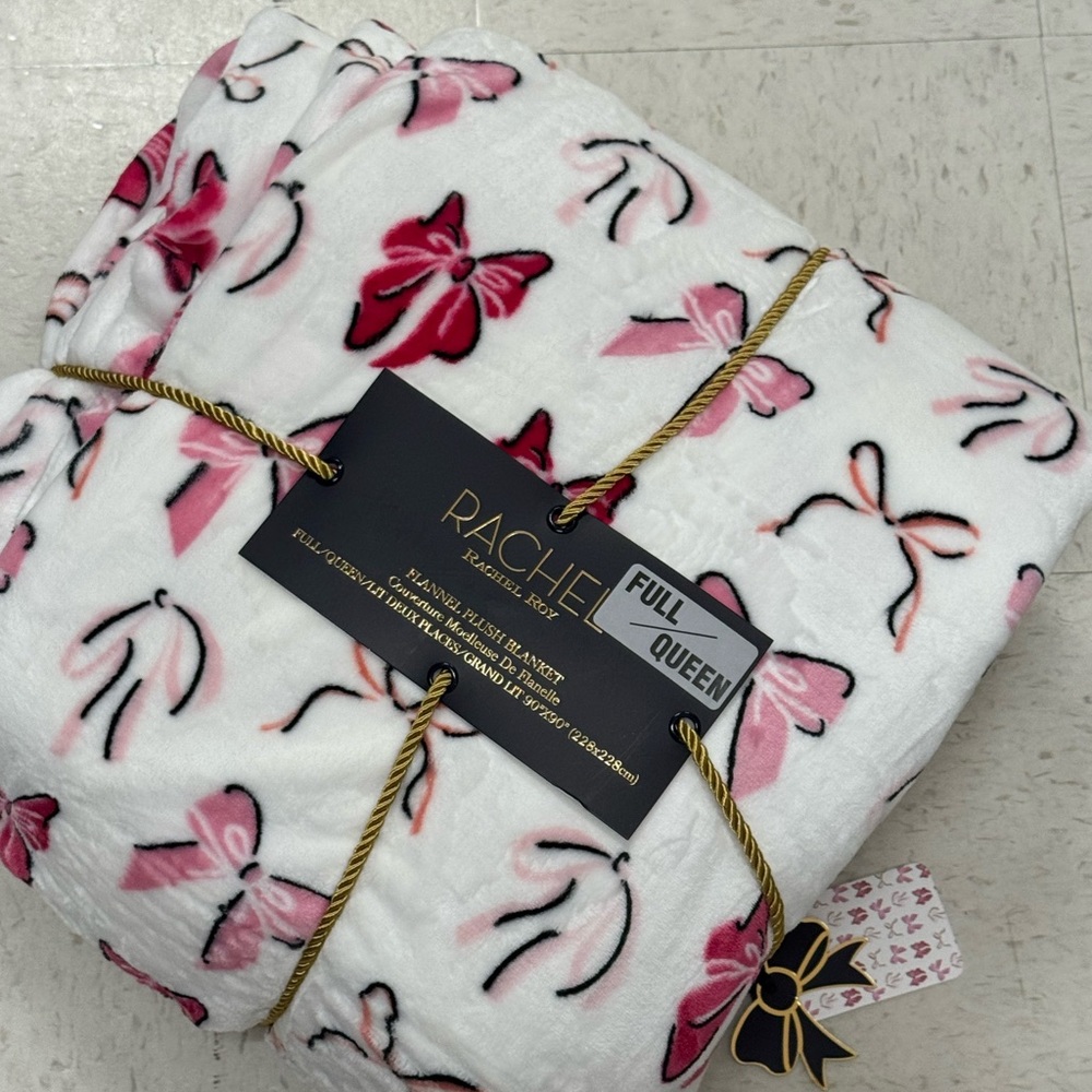 Rachel Pink and Black Bow Pattern Blanket